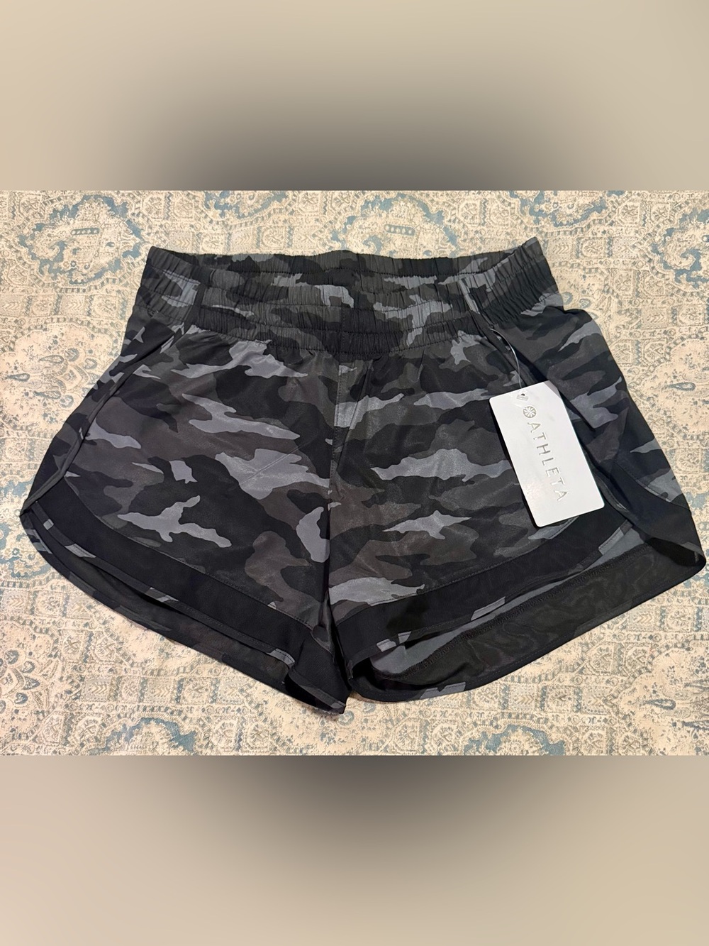 Athleta Women’s Black and Gray Camo Athletic Shorts